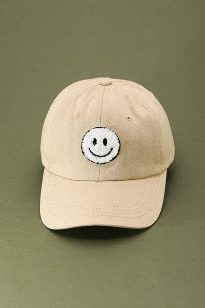 Reece Beige Sherpa Happy Face Hat