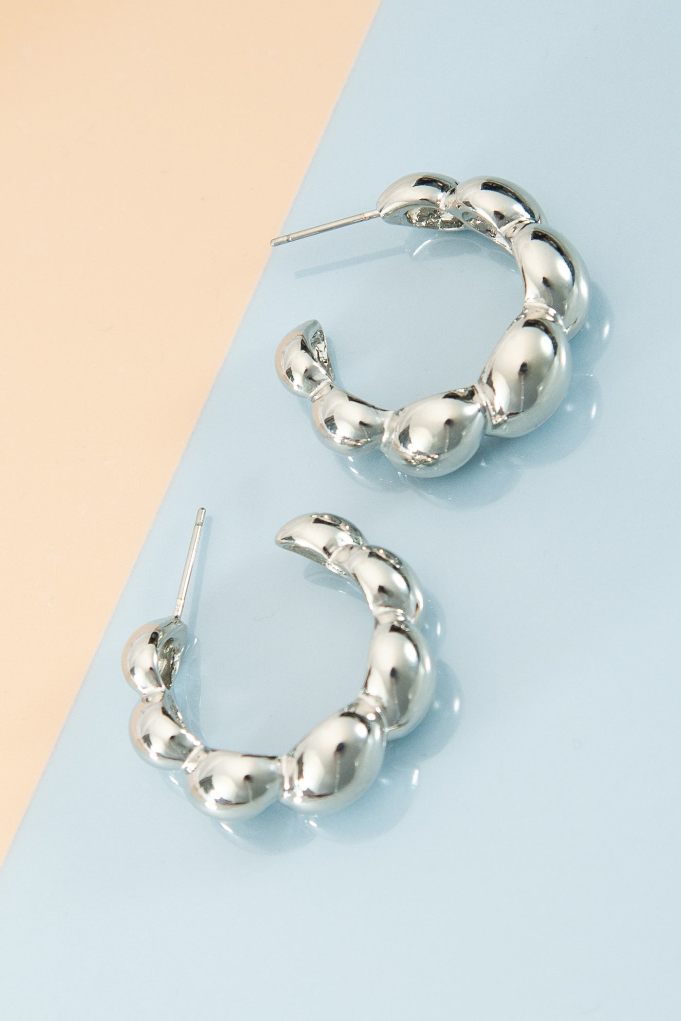 Harmony Silver Twist Bubble Hoop Earing