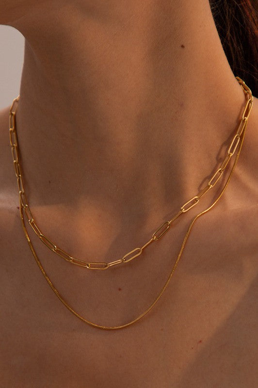 Anora 18K Gold Plated Double Chain Necklace