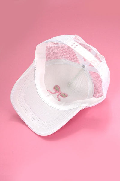 Whitley White Embroidered Bow Hat