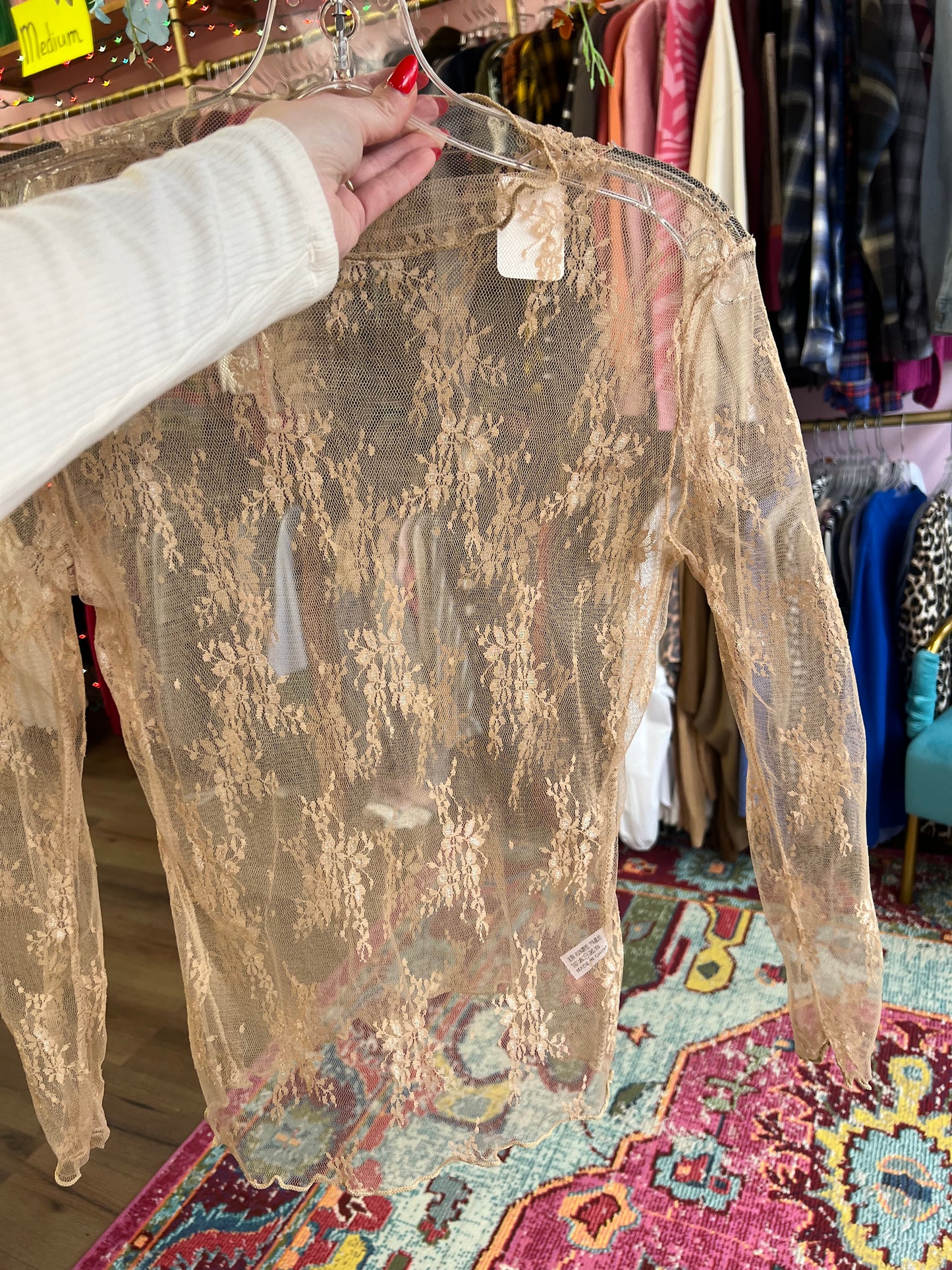 (SMALL) Tan Sheer Top