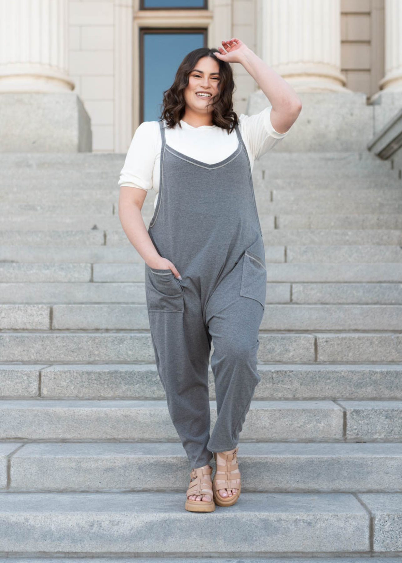 Plus size charcoal jumpsuit