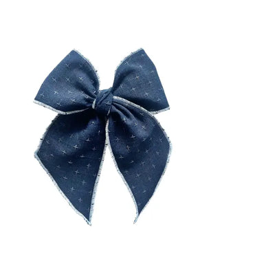Navy cross stitch bow
