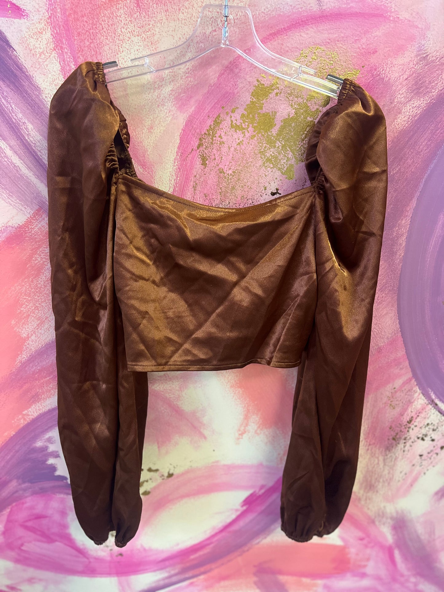 (MEDIUM) Brown Metallic Crop Top