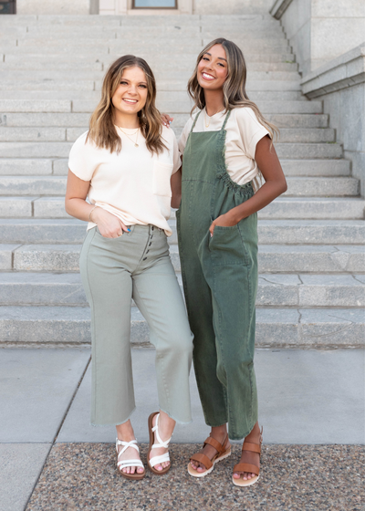 Cordyline Hunter Green Washed Jumpsuit