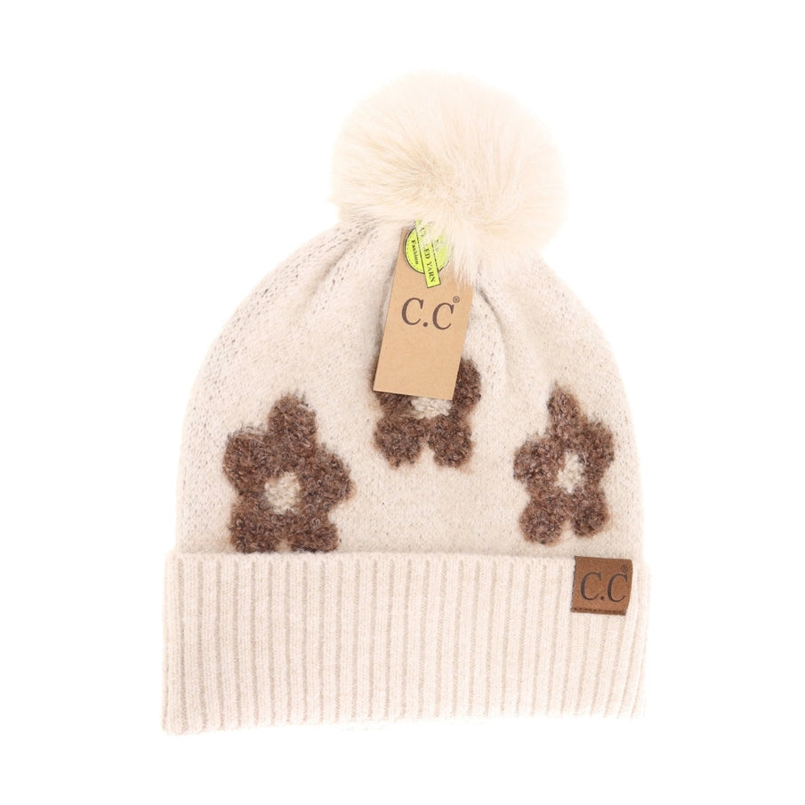 Heather beige daisy C. C beanie