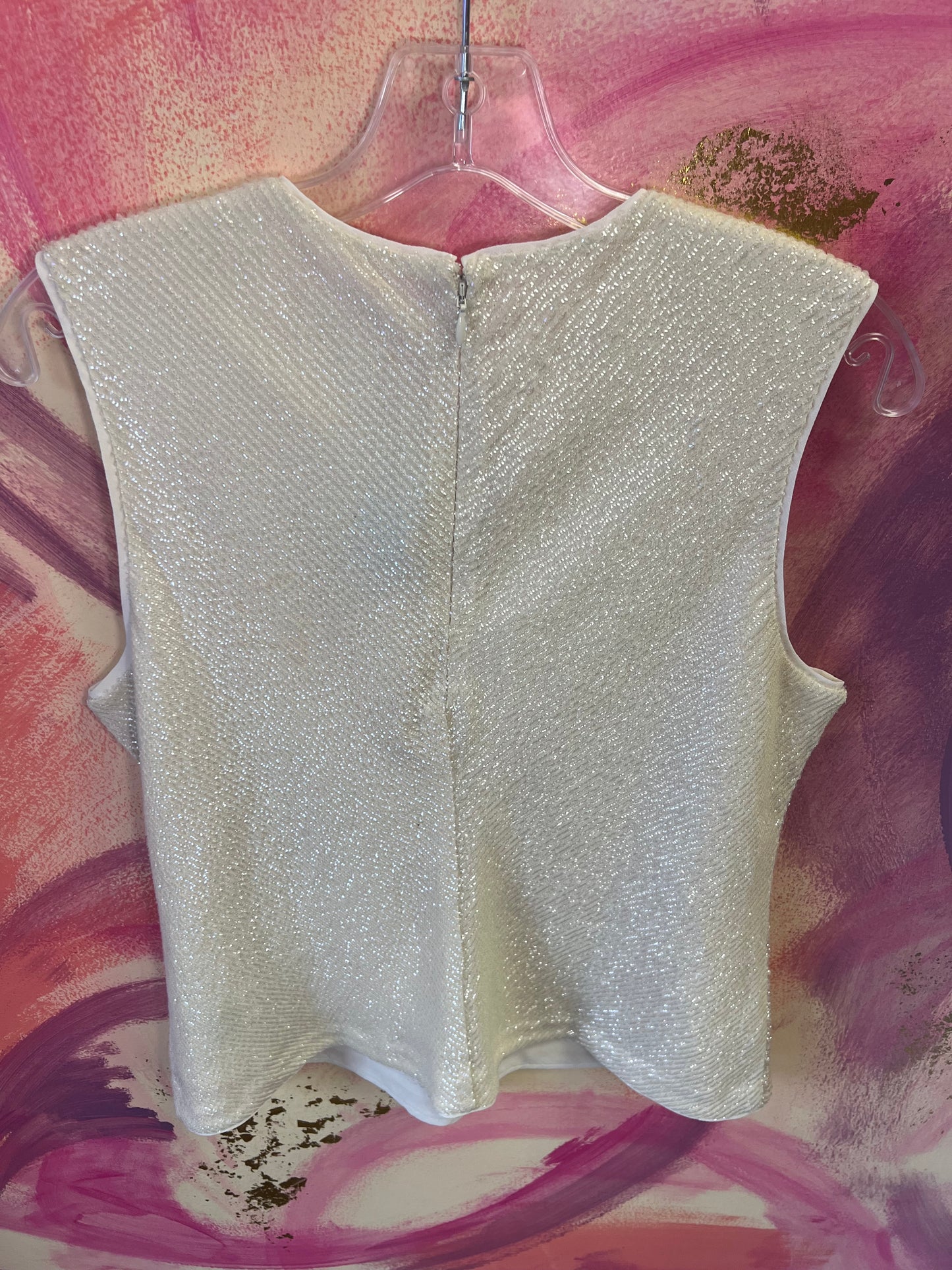 (Medium) Cream Sparkle Tank Top