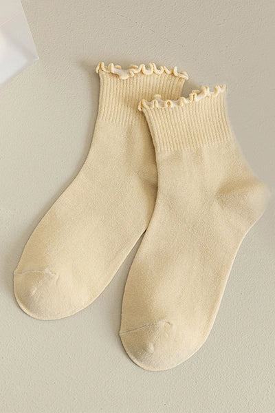 Journee Beige Ruffle Socks