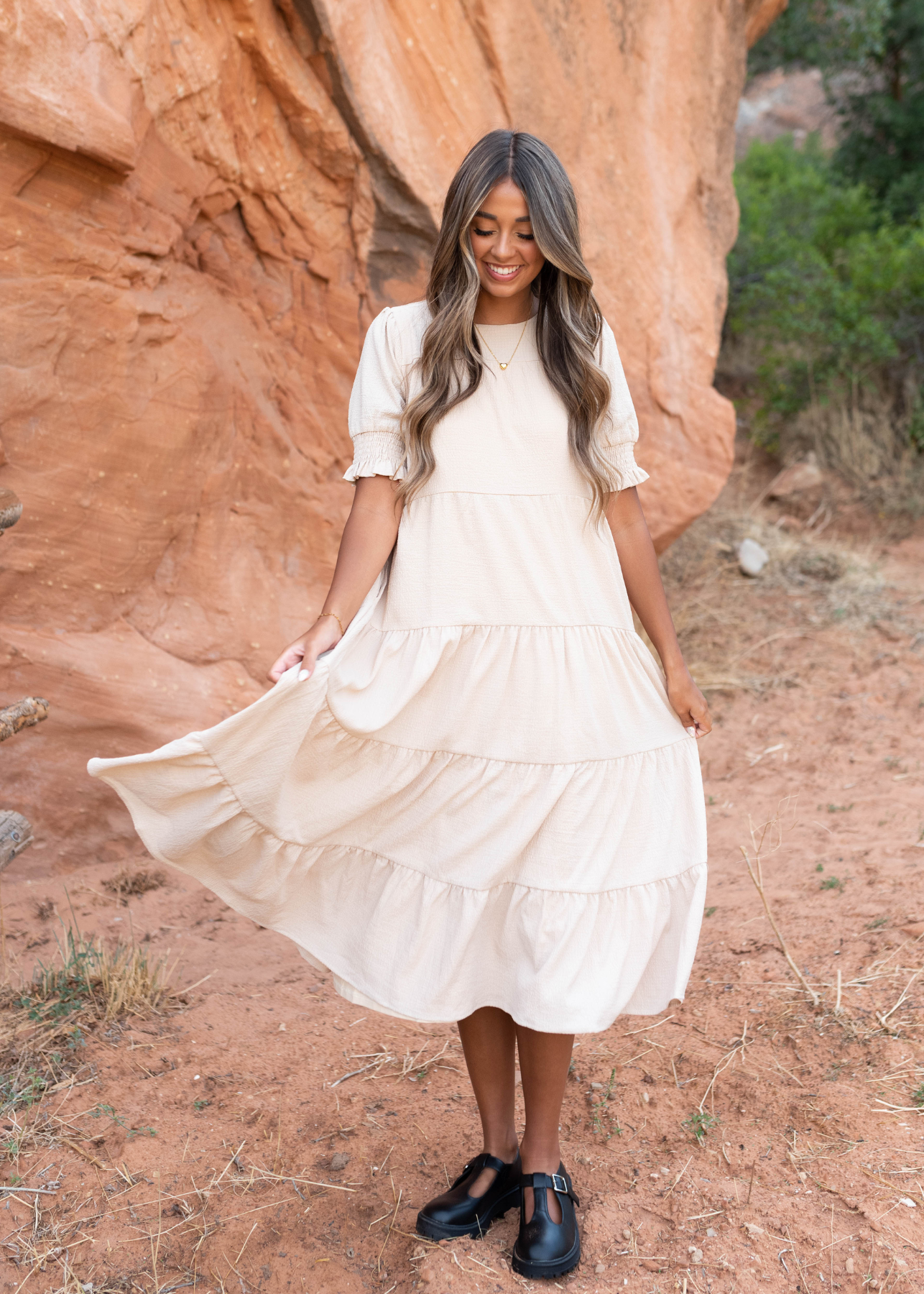 Janessa Tiered Cream Dress