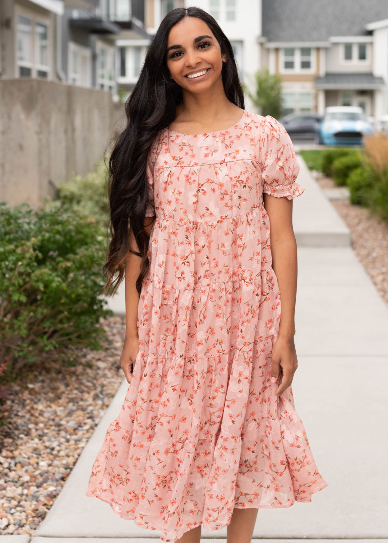 Pink floral dress