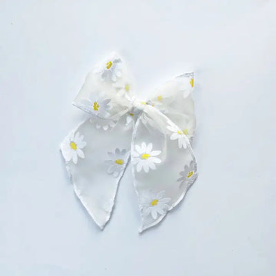 White sheer daisy bow