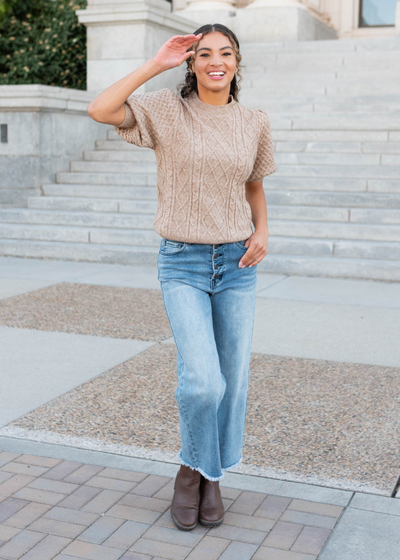 Taupe for sleeve sweater in small