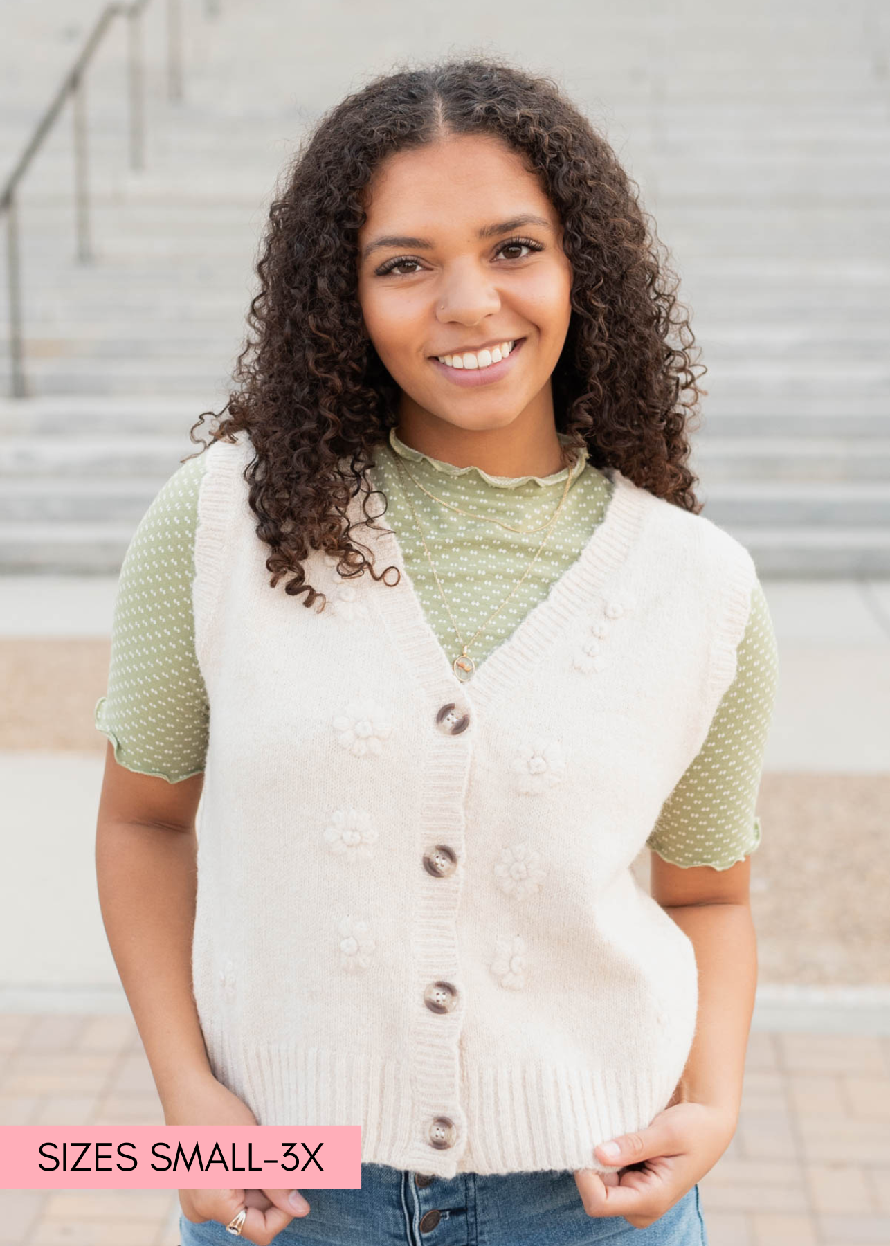 Alicia Cream Floral Knit Vest