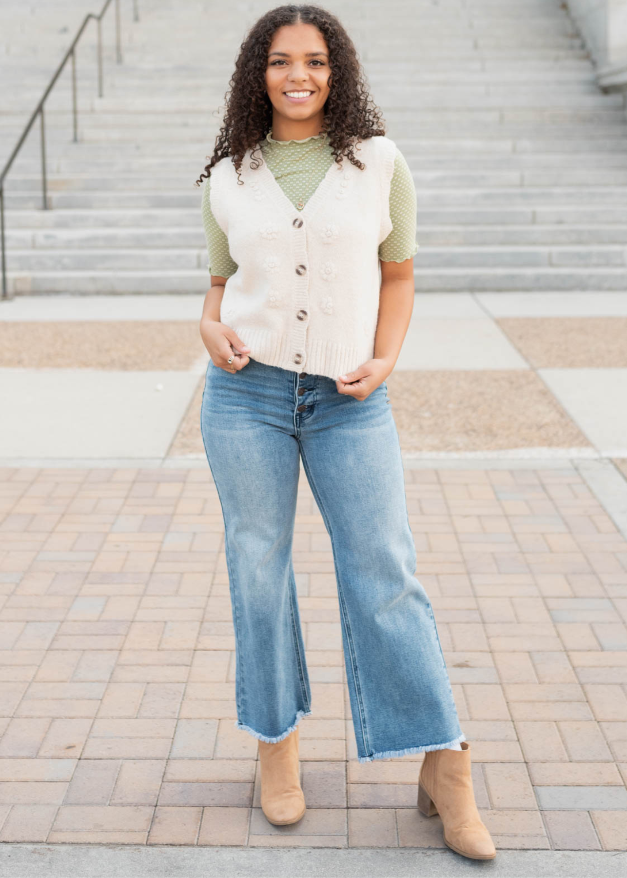 Alicia Cream Floral Knit Vest