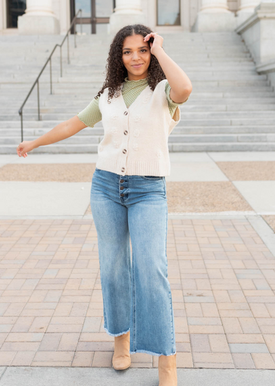 Alicia Cream Floral Knit Vest