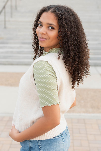 Alicia Cream Floral Knit Vest