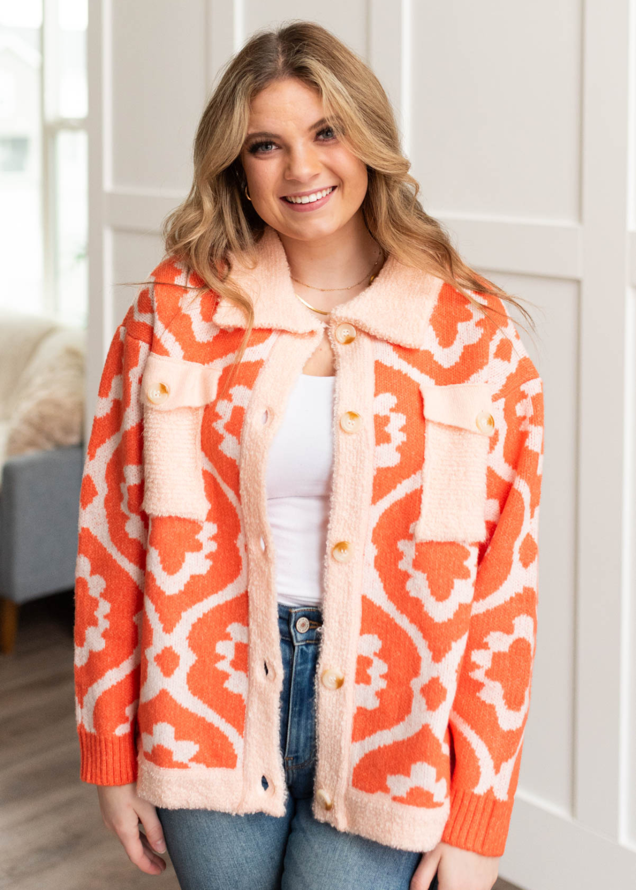 Alisha Orange Sherpa Jacket