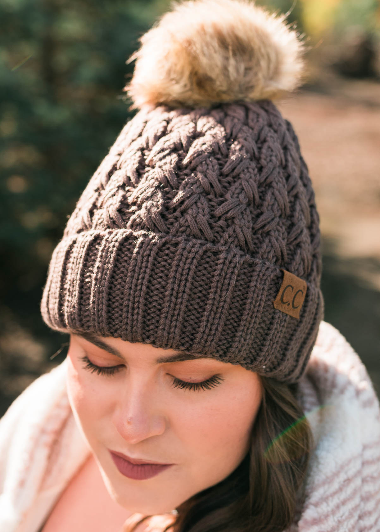 Brown knit C.C. Beanie