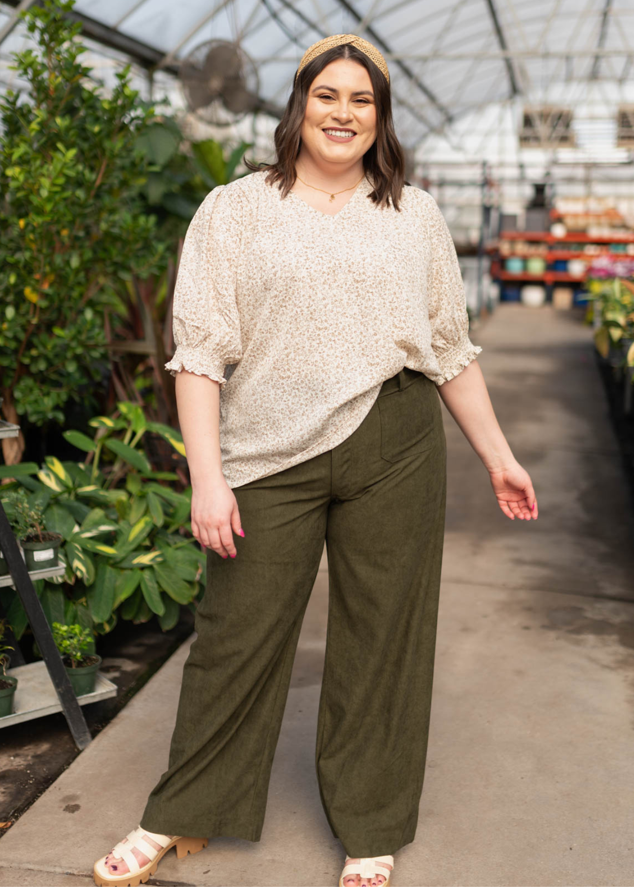 Amia Olive Corduroy Pants