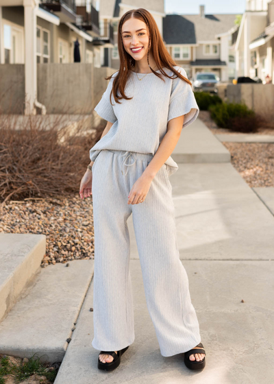 Amiee Sage Grey Textured Pants