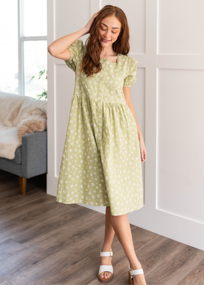 Sage button down dress