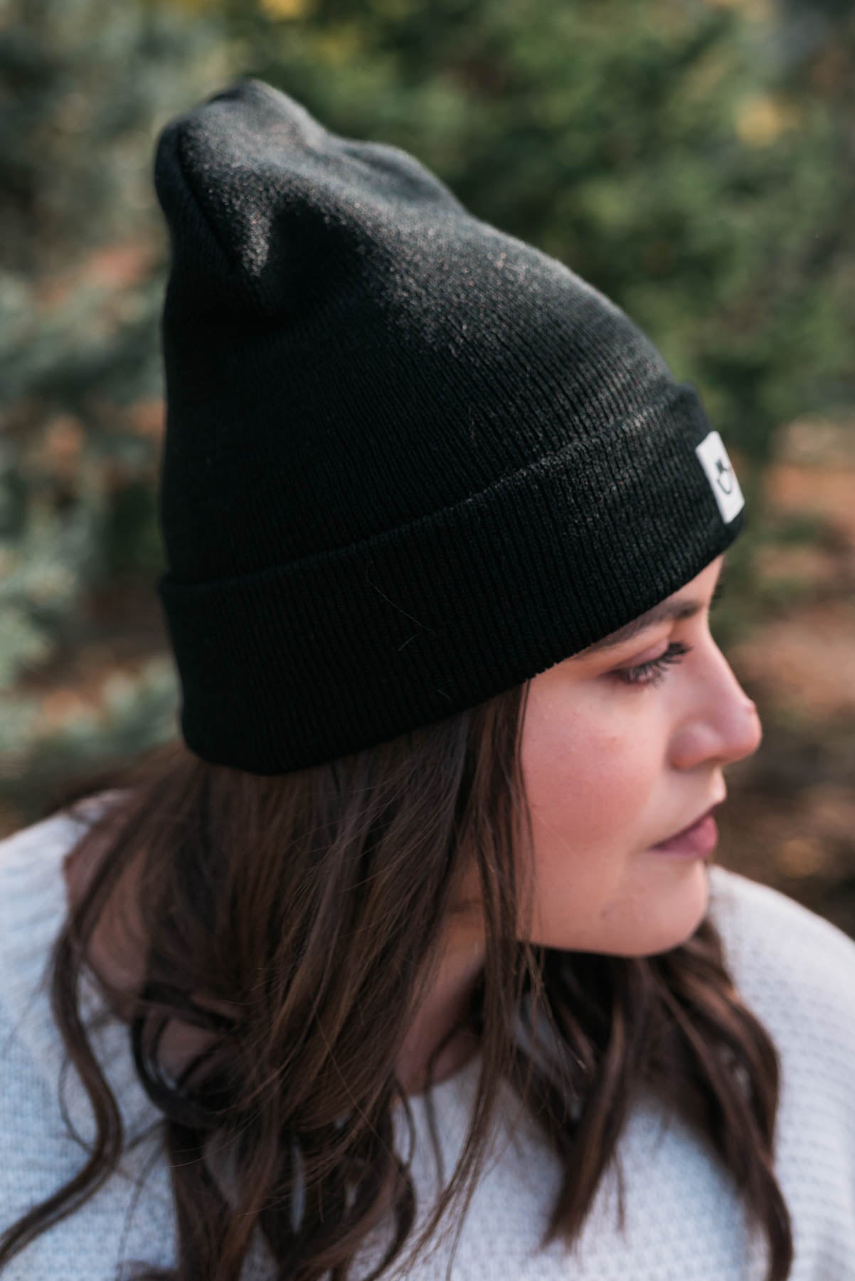 Black smiley beanie