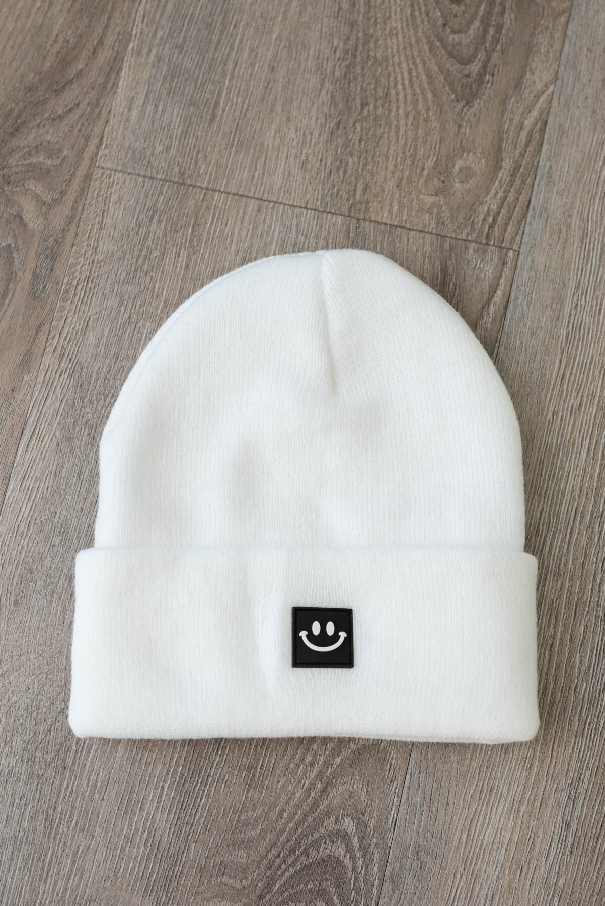 White smiley beanie