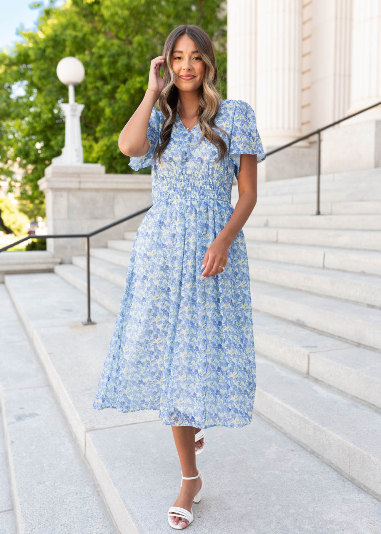 Blue floral dress