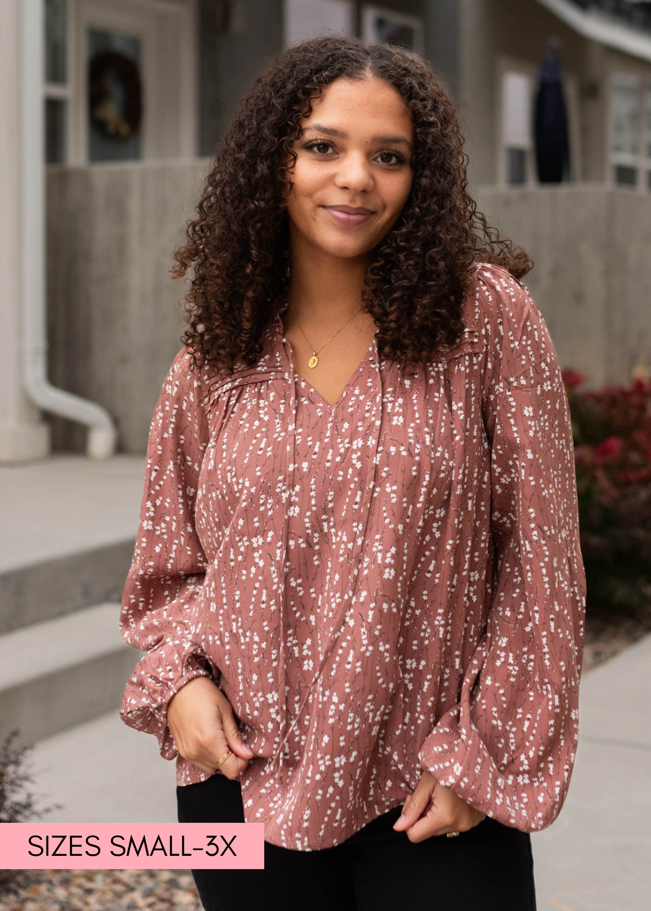 Marsala floral blouse