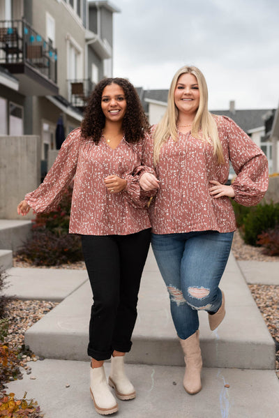 Apryl Marsala Floral Blouse