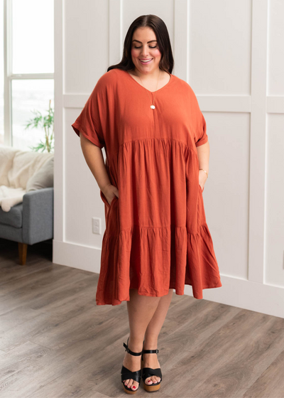 Plus size cinnamon tiered dress