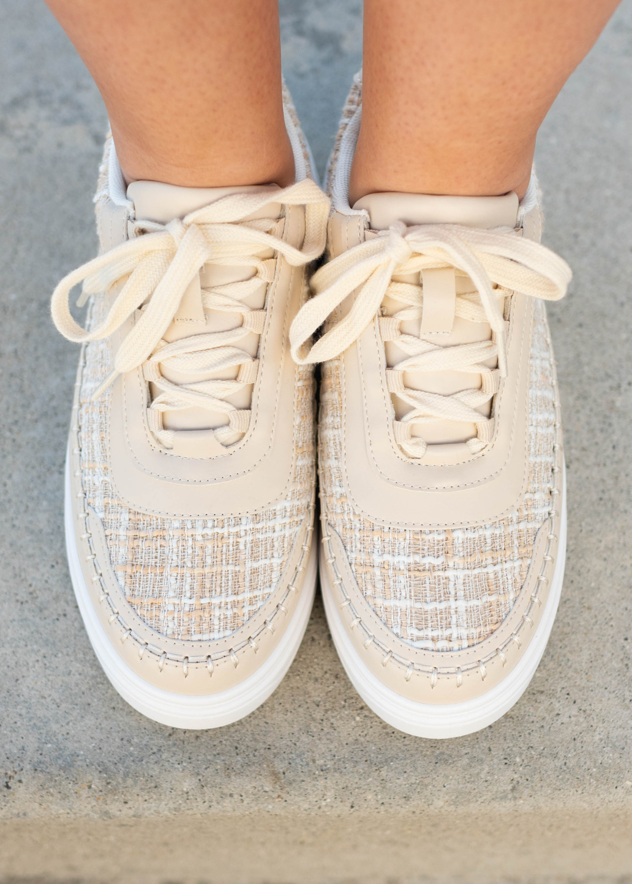 Beige tweed sneakers