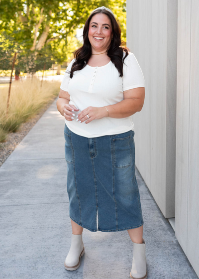 Ayala Indigo Pencil Skirt