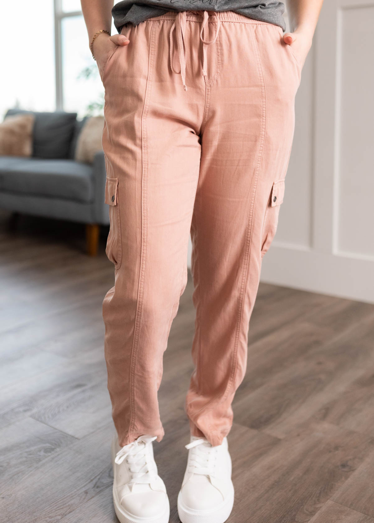 Dusty peach cargo joggers