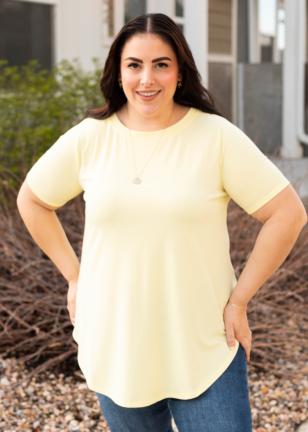 Plus size light yellow top