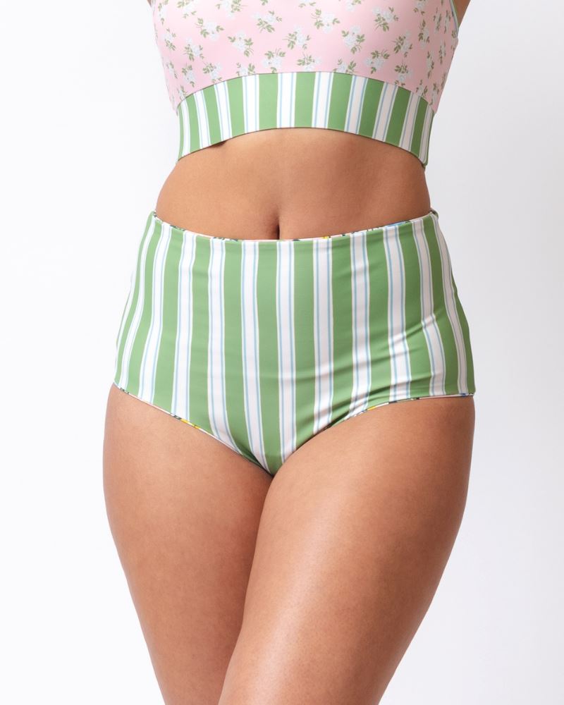 Somerset Floral/ Basil Stripe Reversible Ultra High-Waist Bottom