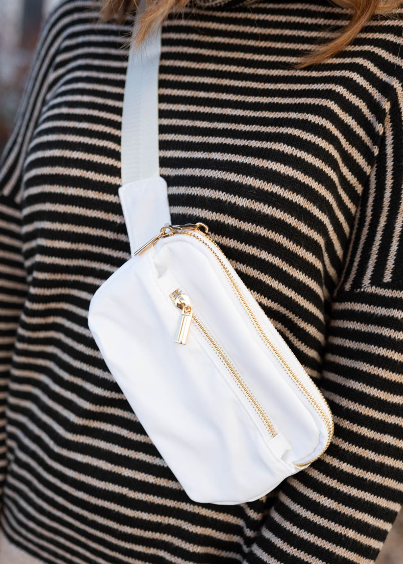 White crossbody fanny pack