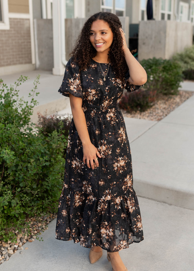 Bianca Black Floral Dress