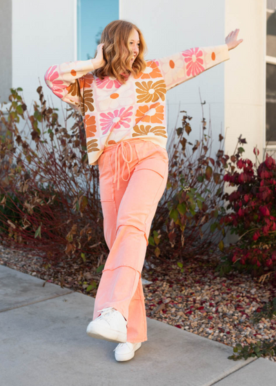 Cream floral sweater