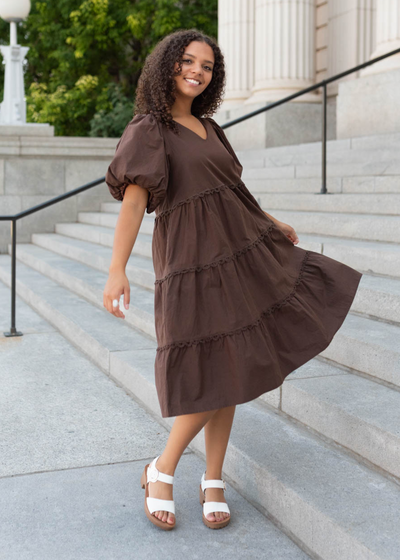 Brown tiered dress