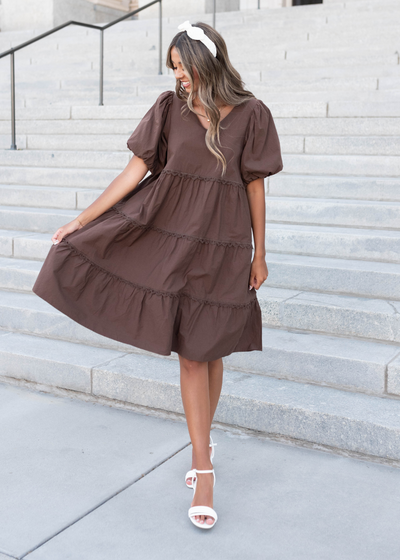 Brown tiered dress