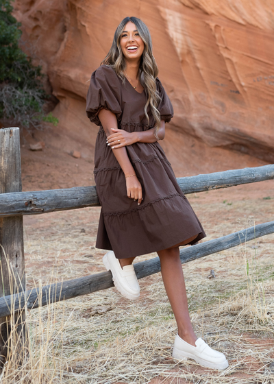 Brown tiered dress