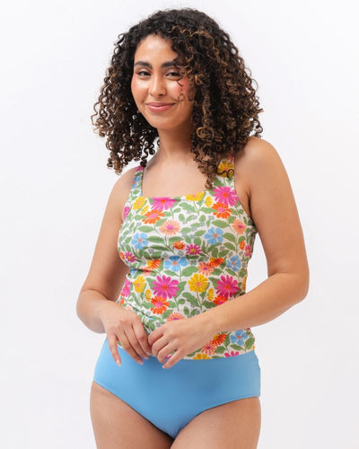 Breezy Floral Square Neck Tankini Top