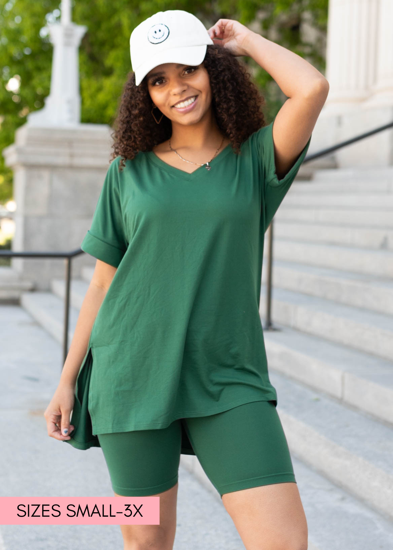 Dark green set with top and biker shorts