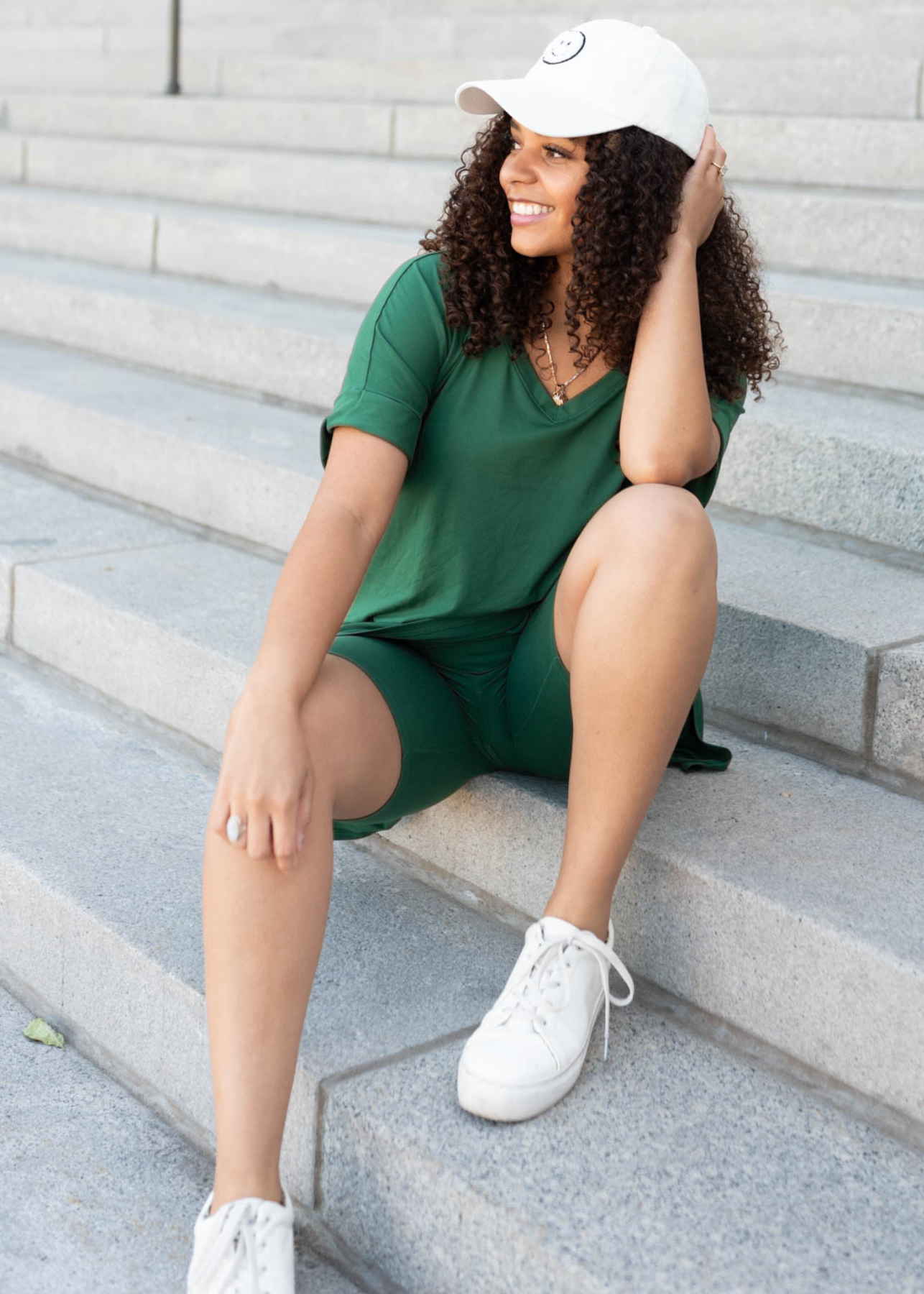 Dark green set with biker shorts