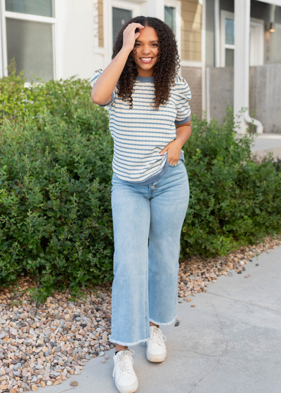 Blue stripe top