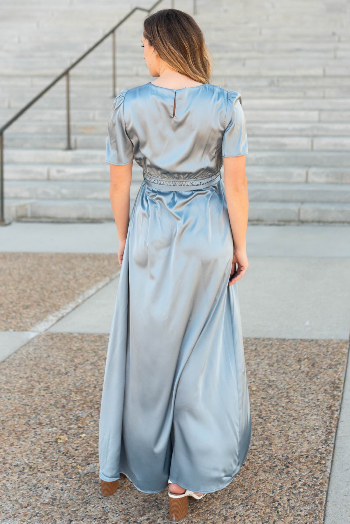 Back view of the blue dress