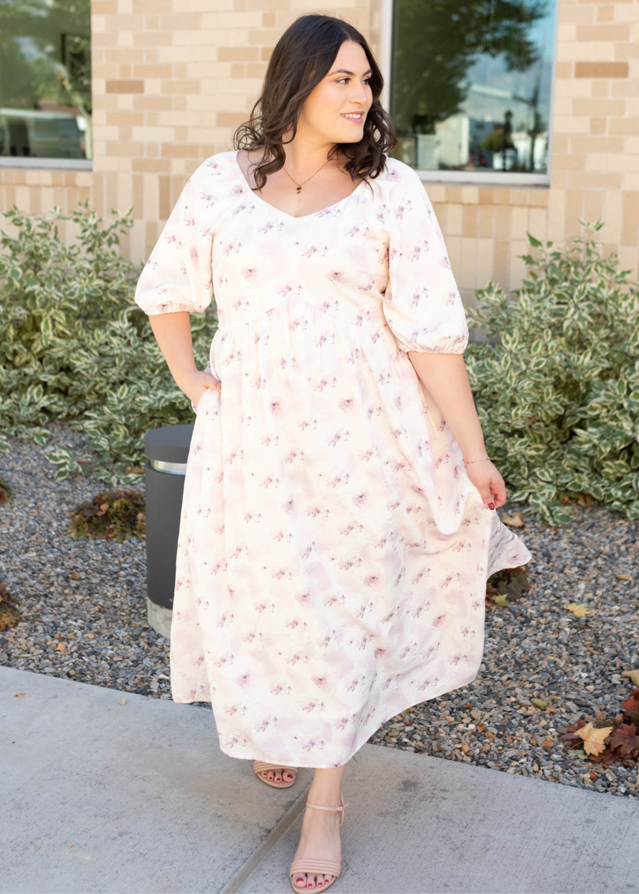 Plus size lavender blush floral dress