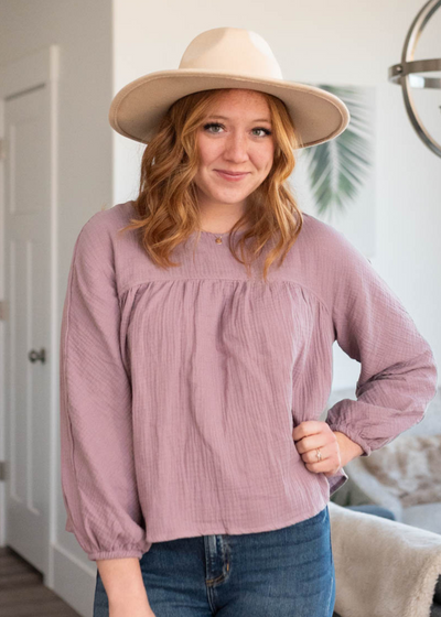 Long sleeve mauve blouse