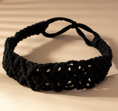 Sallie Black Crochet Elastic Headband